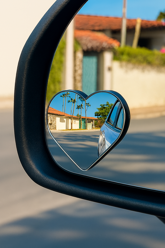 Heart shaped blind spot mirrors